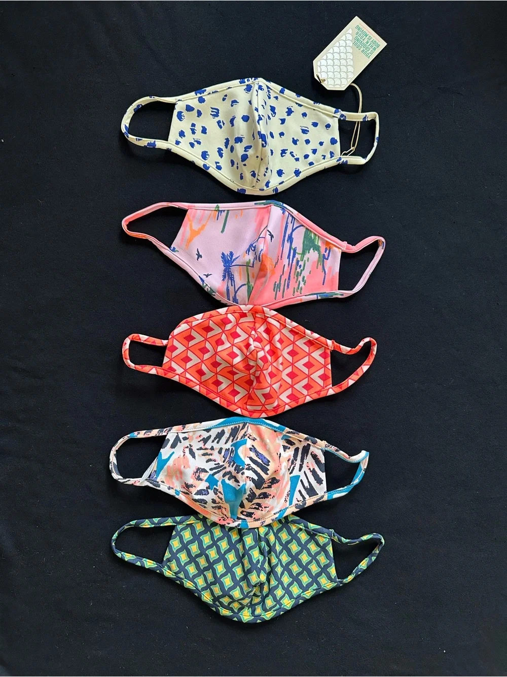 Maaji Floral Print masks navy with Pink Accents reversible 5 face cover women’s
